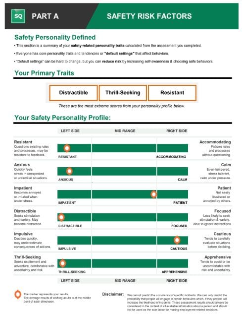 Safety Quotient Report Overview